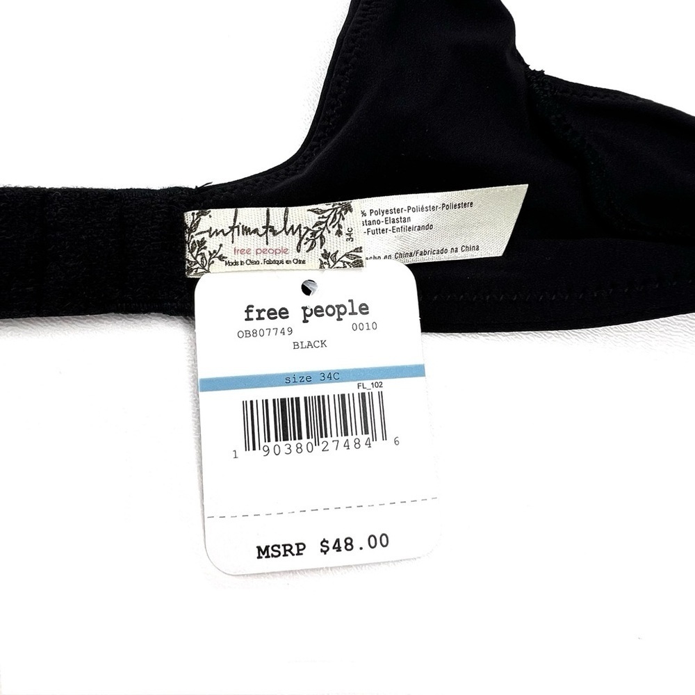 Free People Intimately Underwired Bra Size 34C Black Unlined New NWT - Picture 5 of 6